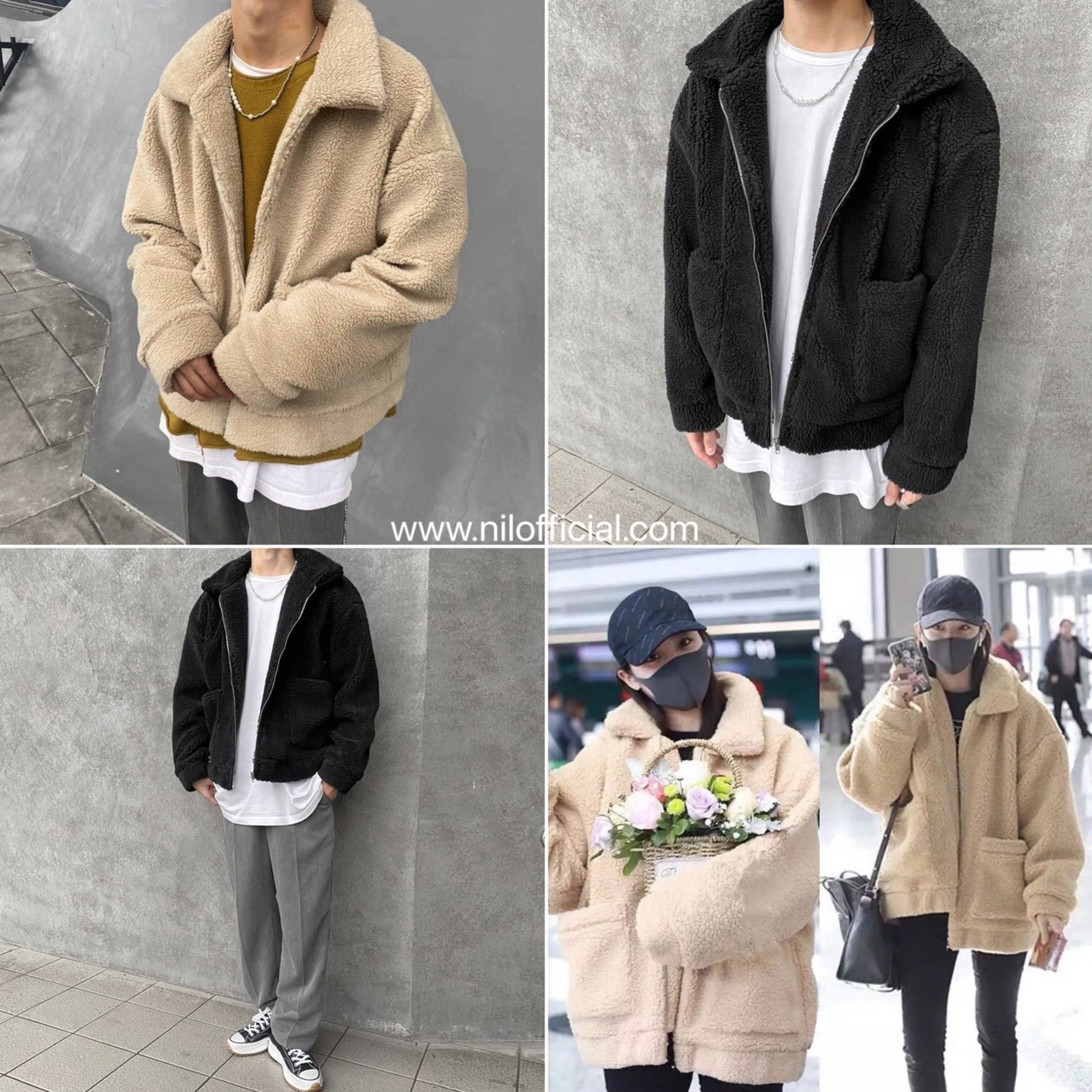 韓國爆款 羊羔毛外套 羊羔絨 黑 杏 男女 穿搭必備