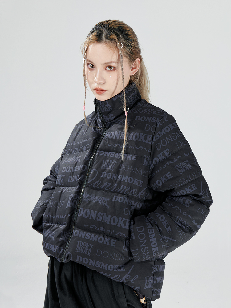 I DON‘T SMOKE 短款 滿版 logo 羽絨外套 DONSMOKE Don’t Smoke