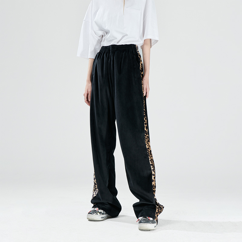 I DON‘T SMOKE 拼接 絲絨 豹紋褲 DONSMOKE Don’t Smoke