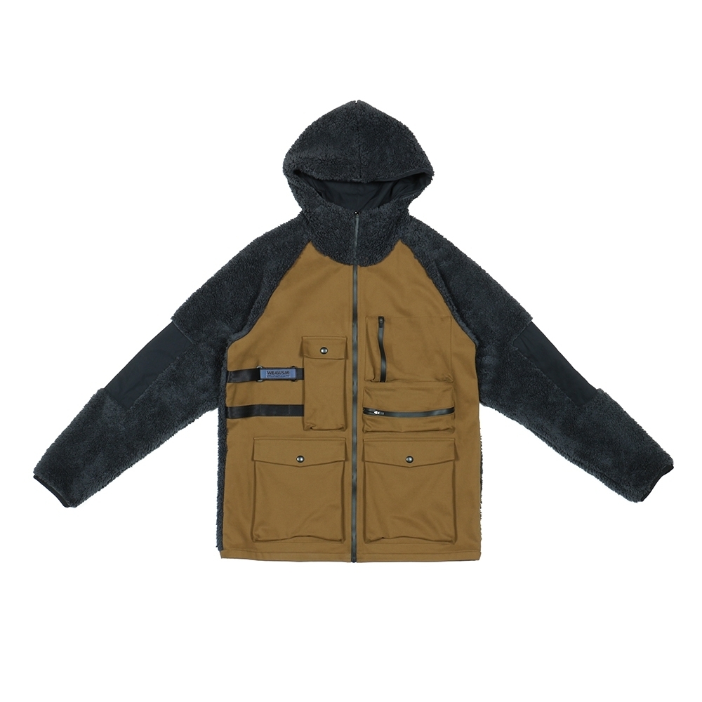 立體多袋連帽外套 - 橄欖綠