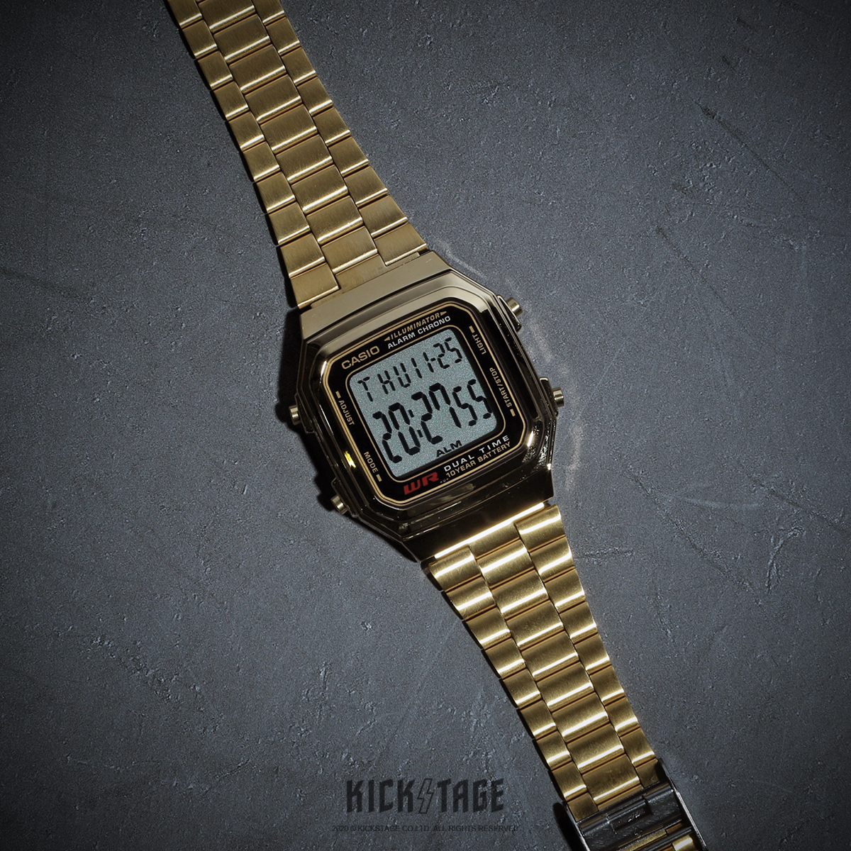 CASIO 卡西歐 方形 金錶 手錶 電子錶 數字顯示 不銹鋼錶帶 復古 時尚 經典【A178WGA-1ADF】