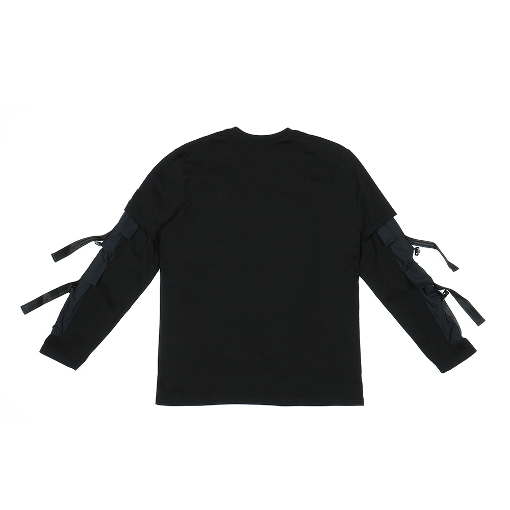 假兩件口袋Tee - 黑