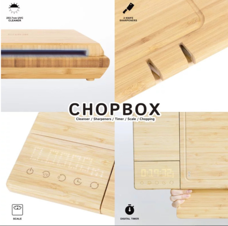 CHOPBOX多功能智能砧板|UVC殺菌燈|殺死99.9%的細菌|電子秤|IPX7級防水|砧板|盤|磅|計時器|消毒器|磨刀器 |付款後3-5個工作天發貨