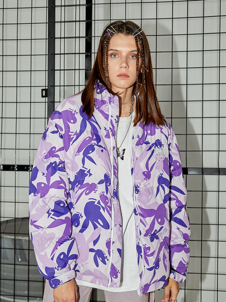 I DON‘T SMOKE 迷彩 兔子 圖像 PLAY BOY 羽絨外套 黑/紫  DONSMOKE Don’t Smoke