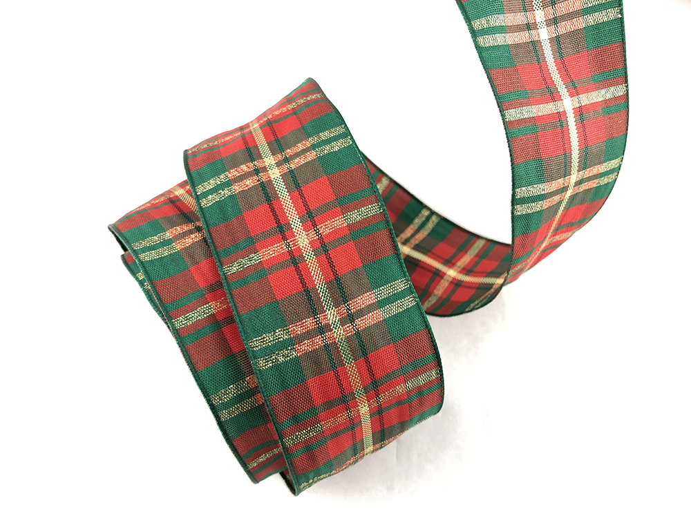 英式紅綠格紋/金蔥鐵絲/38mm