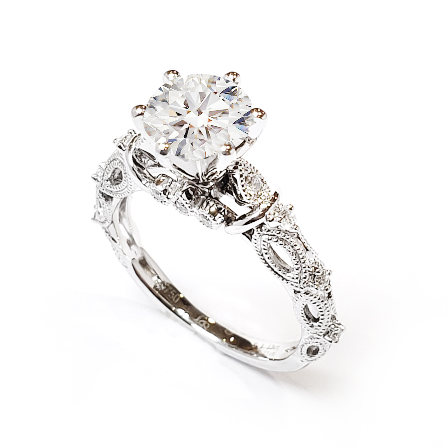 18K白金天然鑽石戒指托(RS22H23339B)