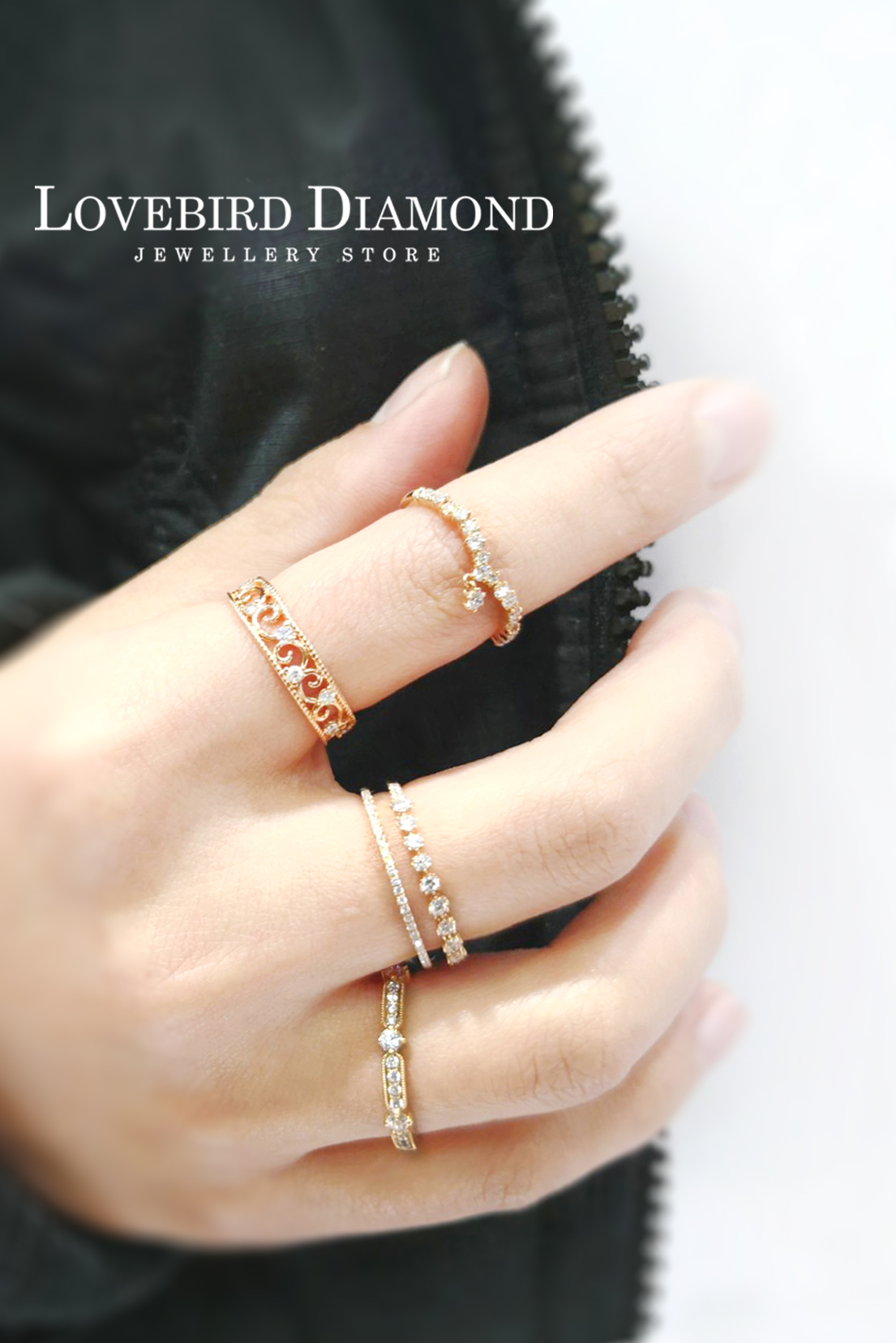 18K玫瑰金天然鑽石戒指