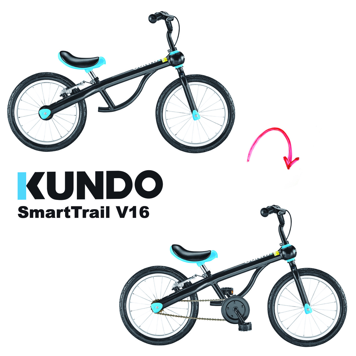 KUNDO SmartTrail 16吋 2 合 1 平衡/單車 藍色