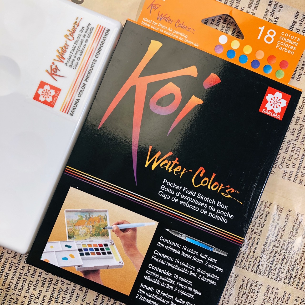 日本櫻花SAKURA Koi塊狀水彩套裝 (18色) 附自來水筆