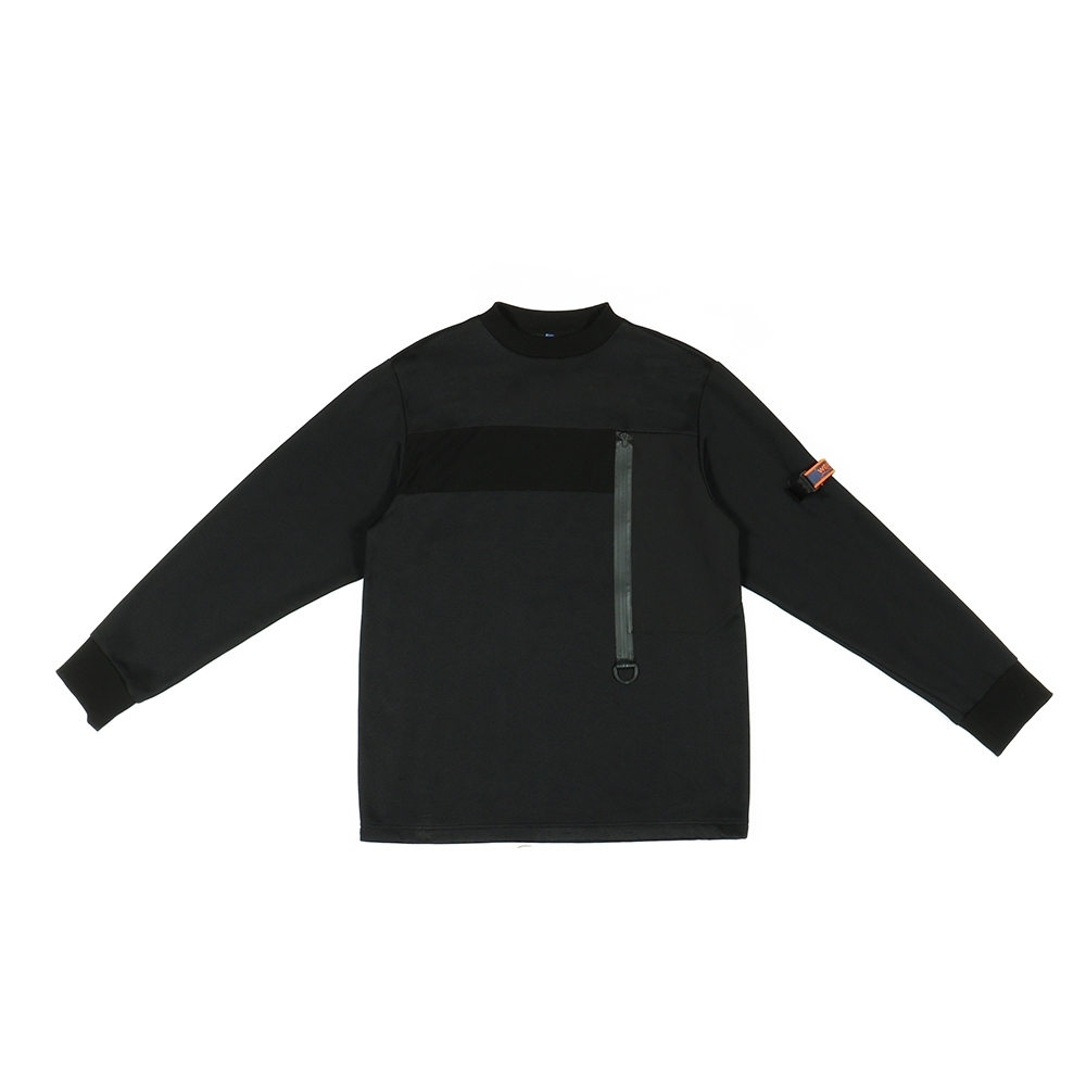 立領幾何針織衫 - 黑