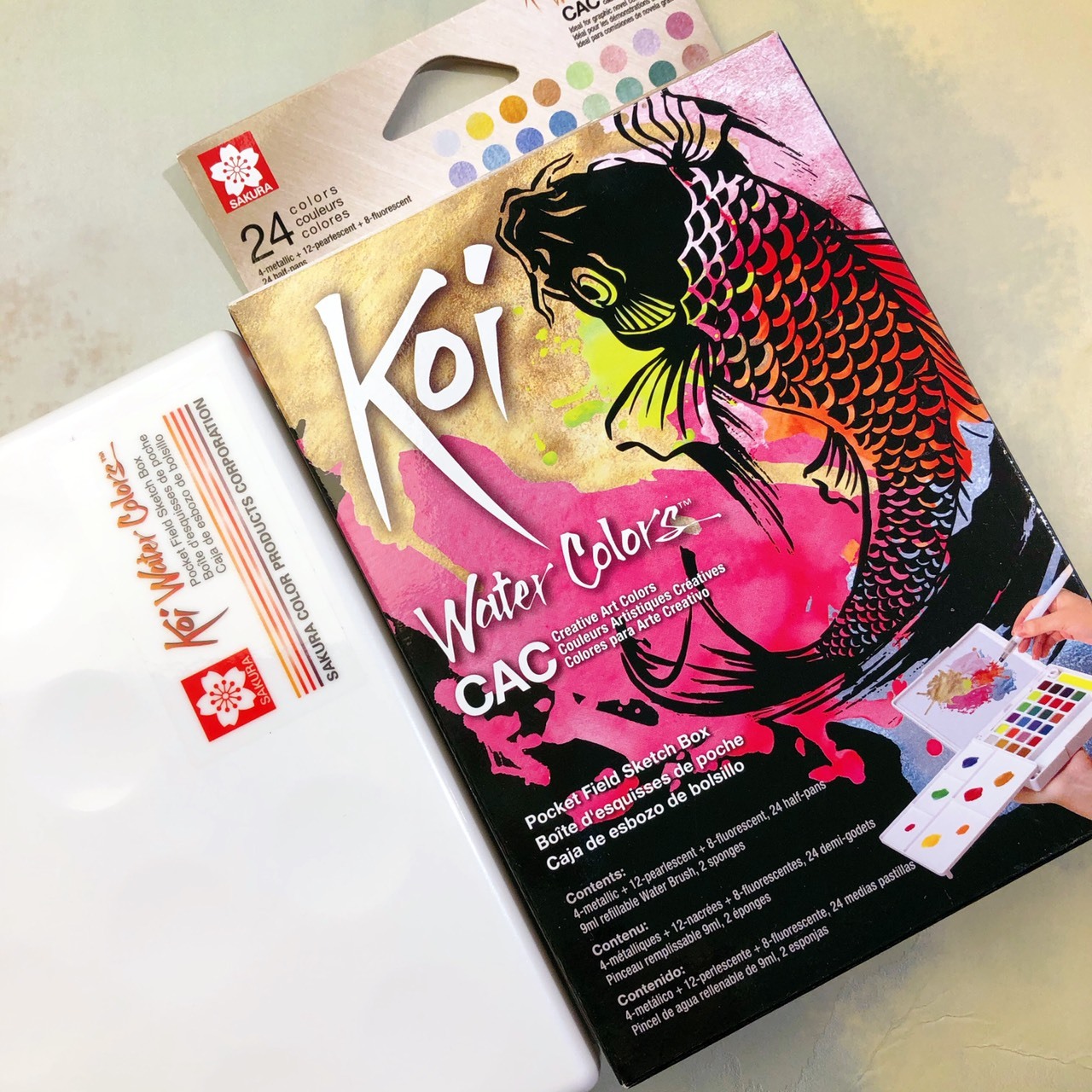 日本櫻花SAKURA Koi塊狀水彩套裝 (24色) 附自來水筆