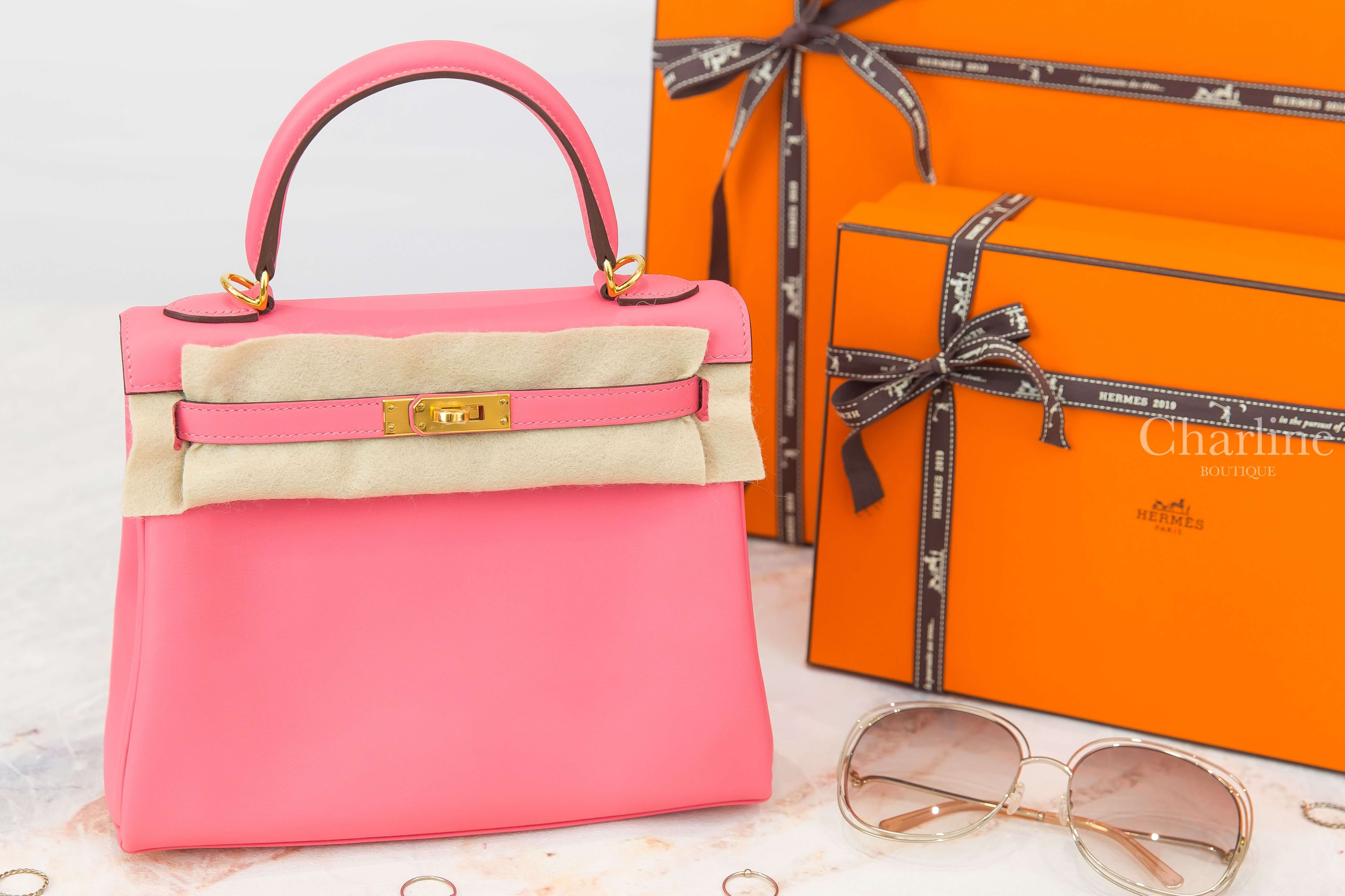 Hermès Kelly 25cm 8W Rose Azalee Swift 杜鵑桃粉金釦凱莉包