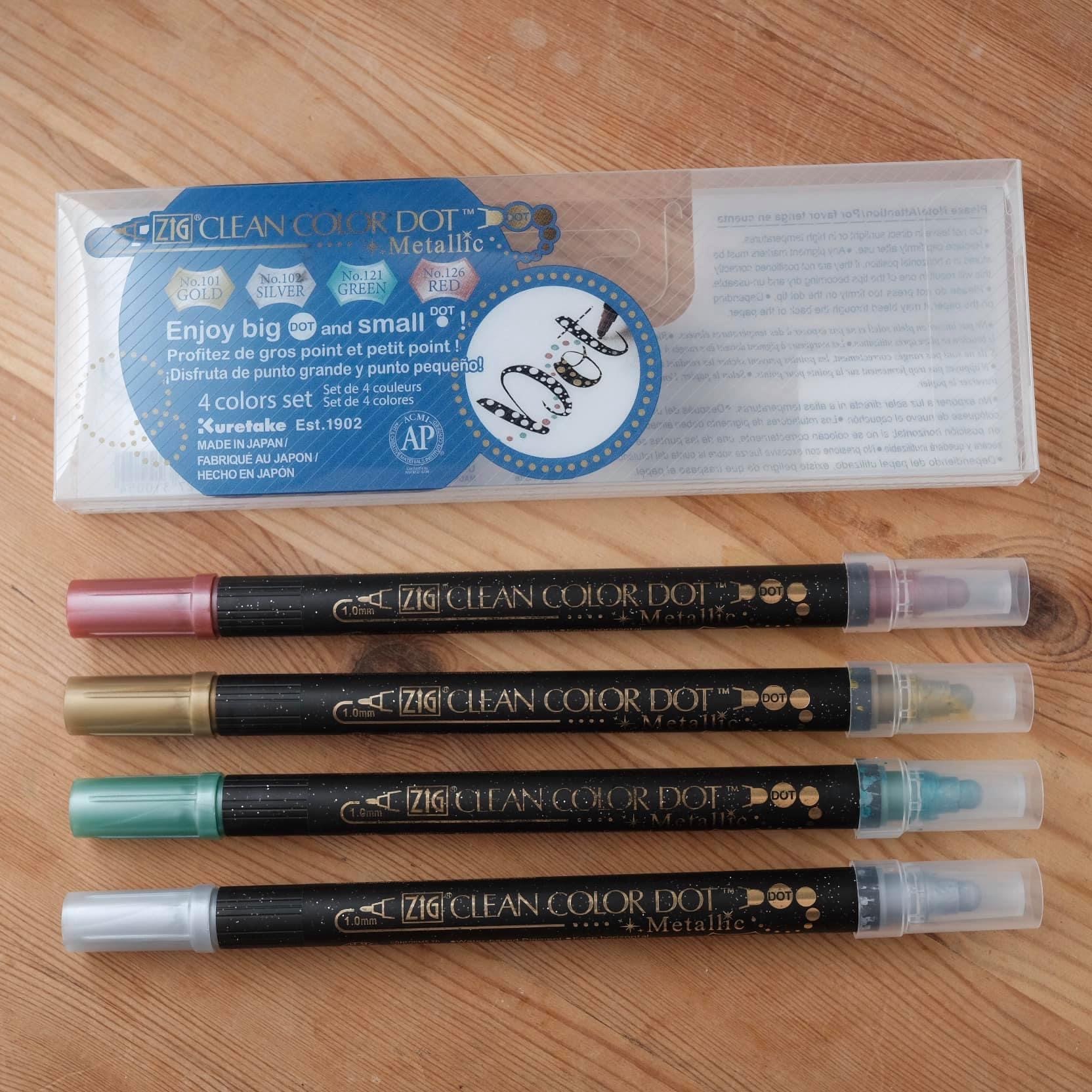 ZIG 金屬點點雙頭筆 (四支一組) - 吳竹 Kuretake