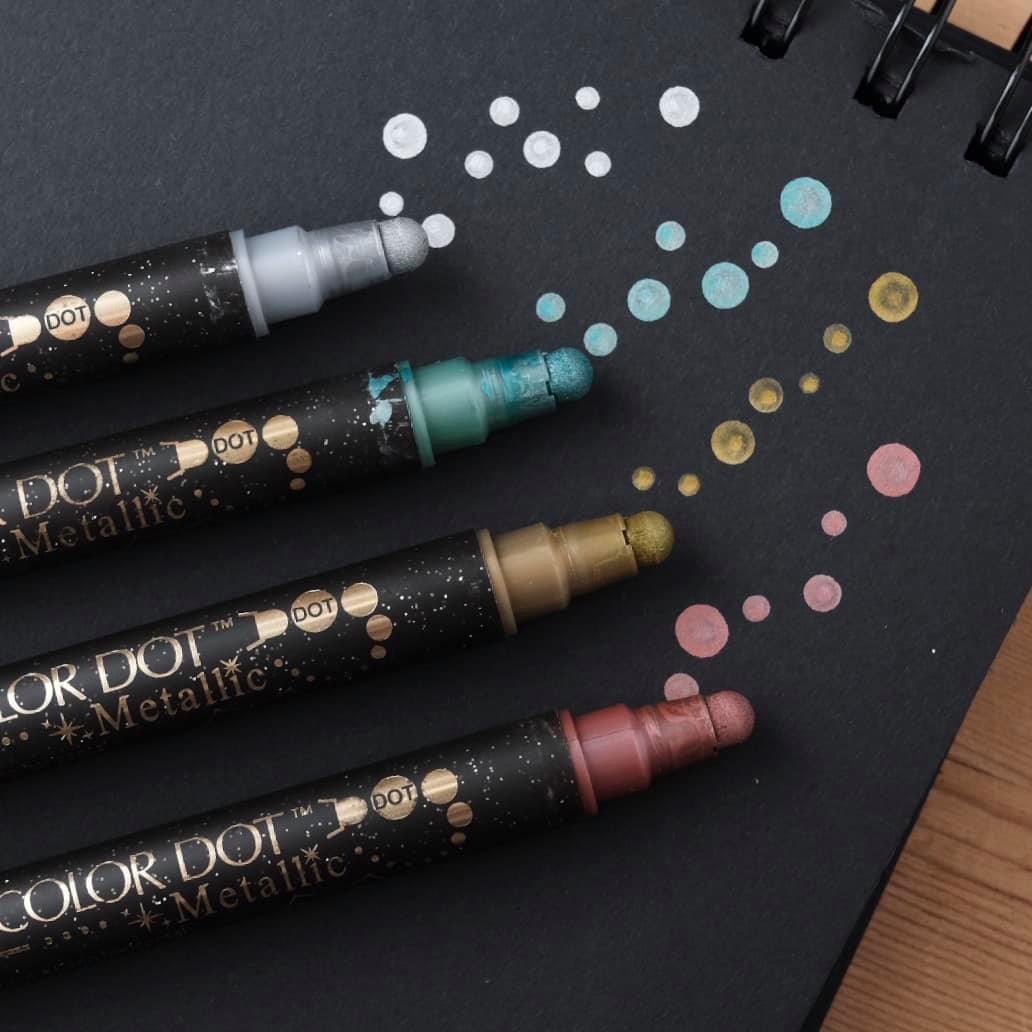 ZIG 金屬點點雙頭筆 (四支一組) - 吳竹 Kuretake
