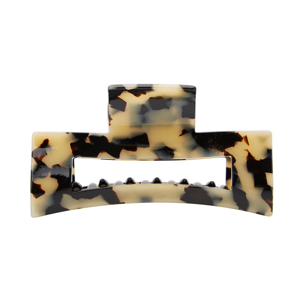 FRANCE LUXE 長方形簍空大抓夾〈象牙琥珀〉