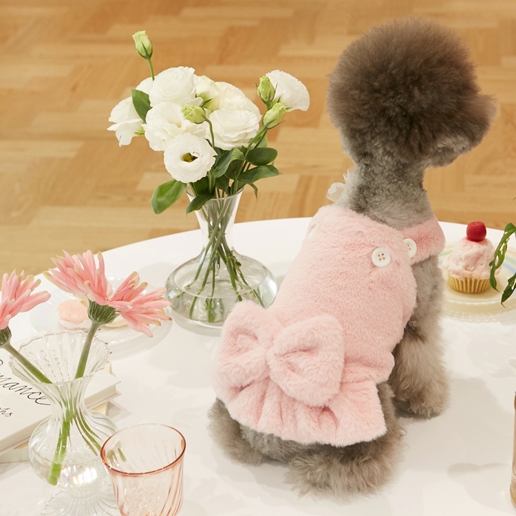 iLoiLo 毛毛蝴蝶結洋裝 （粉紅）