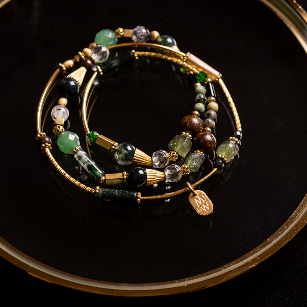 和平的冷杉大道｜海藻玉東陵玉三圈手鍊 C1340