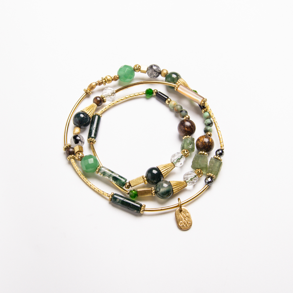 和平的冷杉大道｜海藻玉東陵玉三圈手鍊 C1340