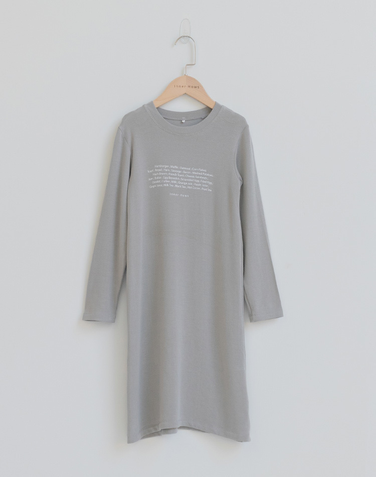 兒童愛吃早餐連身長洋 (灰)