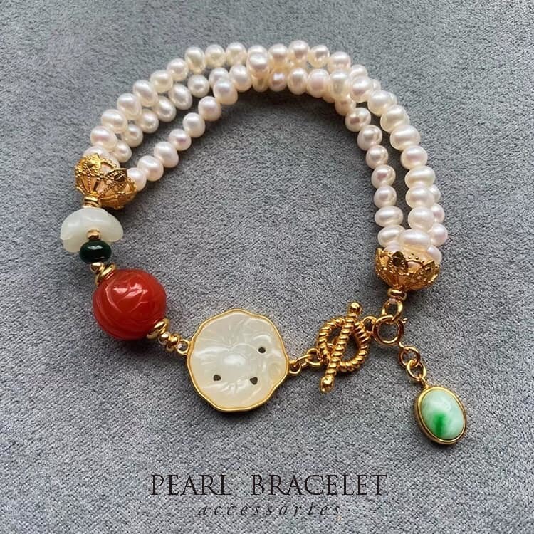 花開富貴白月光珍珠手鍊