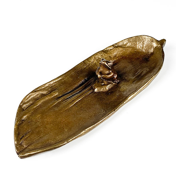 【高岡銅器】青蛙竹葉 香立-大