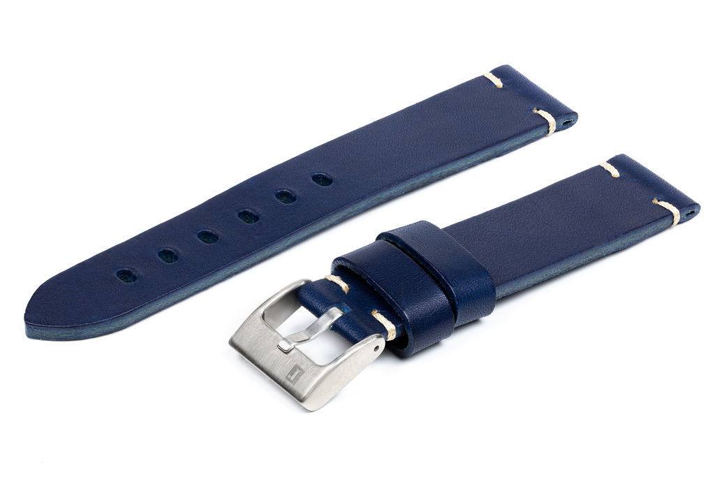 萬年鐘錶 - 手工皮革錶帶 Handmade leather strap  錫耶納 Siena Collection   藍色 blue