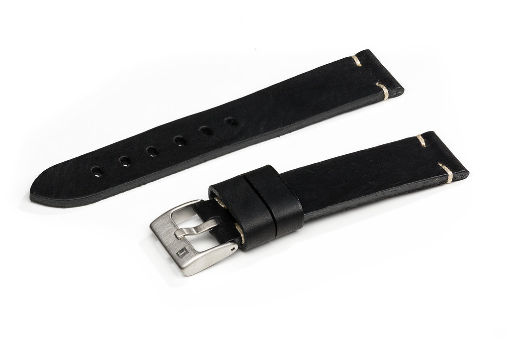 萬年鐘錶 - 手工皮革錶帶 Handmade leather strap  錫耶納 Siena Collection  黑色 Black