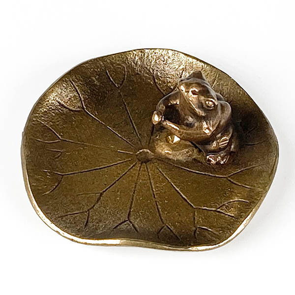 【高岡銅器】蓮花葉青蛙 香立-小