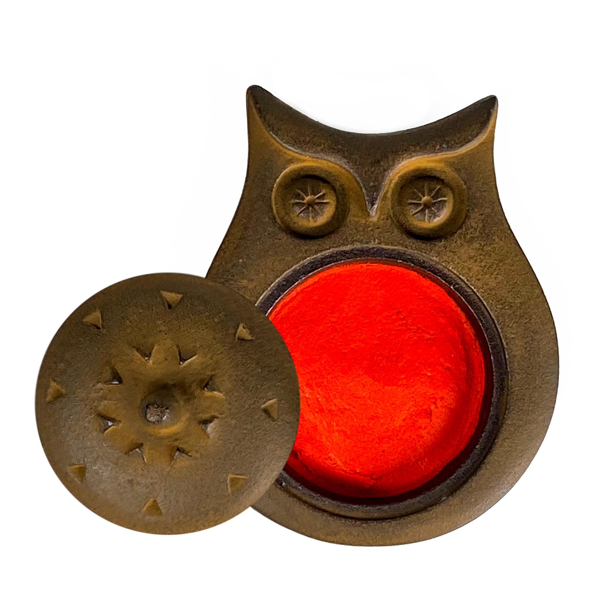 【博鳳堂】貓頭鷹 朱肉印泥盒-茶色