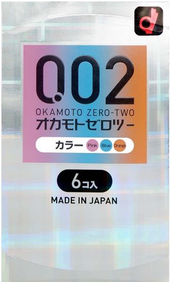 岡本 薄度均一 0.02 3-色系 (日本版) 6 片裝 PU 安全套