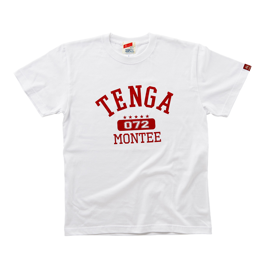 TENGA×montee COLLEGE-TEE White×WineRed 5th anniversary