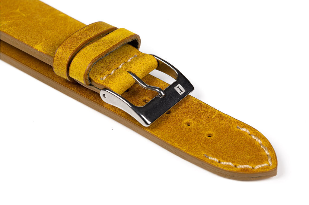 萬年鐘錶 - 手工皮革錶帶 Handmade leather strap  威尼斯 Venezia Collection 黃色 Yellow