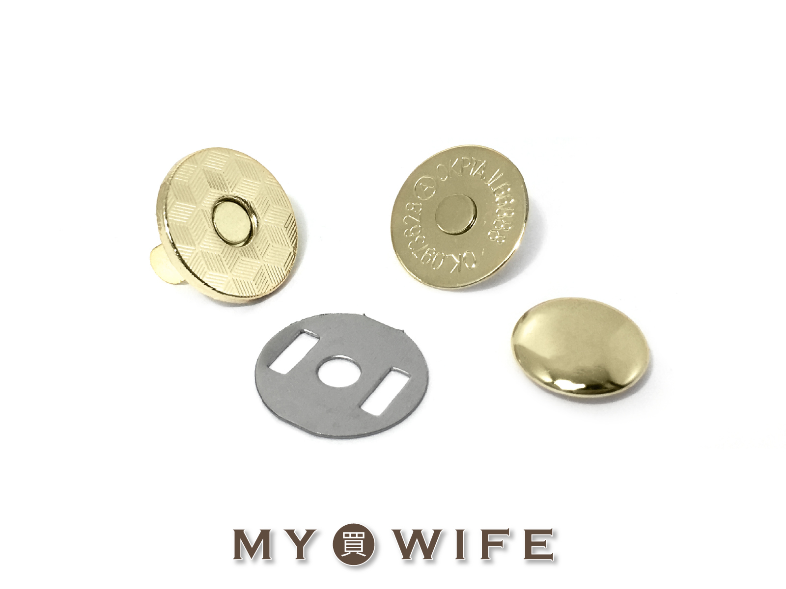 18mm單邊撞釘磁釦(薄)_公邊撞釘/母邊插腳_5色(10入)