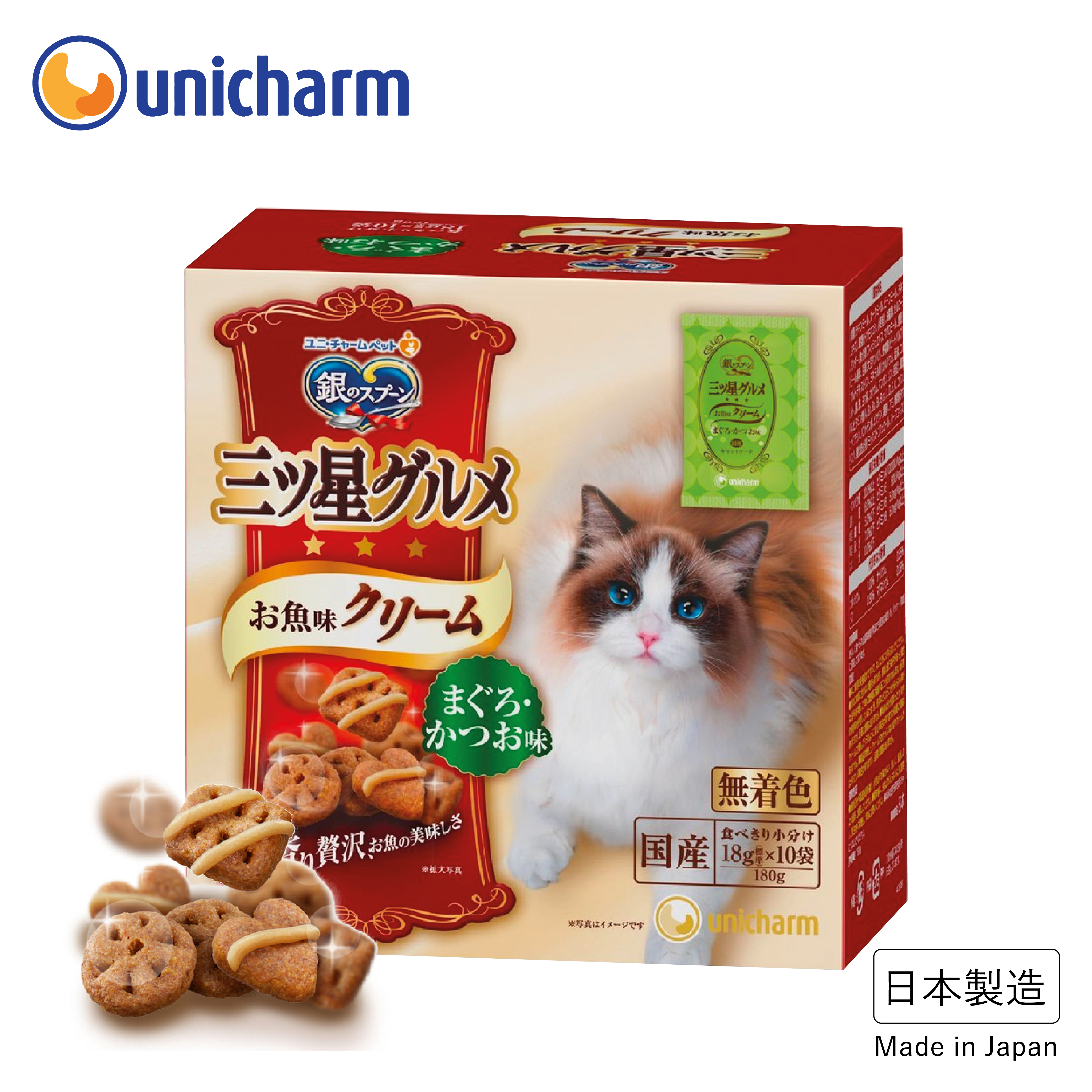 Unicharm｜銀湯匙 三星美食 吞拿魚、鰹魚肉醬 餅乾套餐180g (UIC-0549)