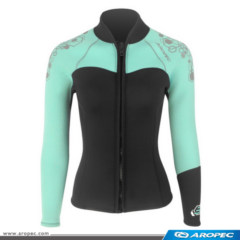 [停產出清] Aropec 女 3mm 藍綠 防寒外套上衣 DS-7B138W