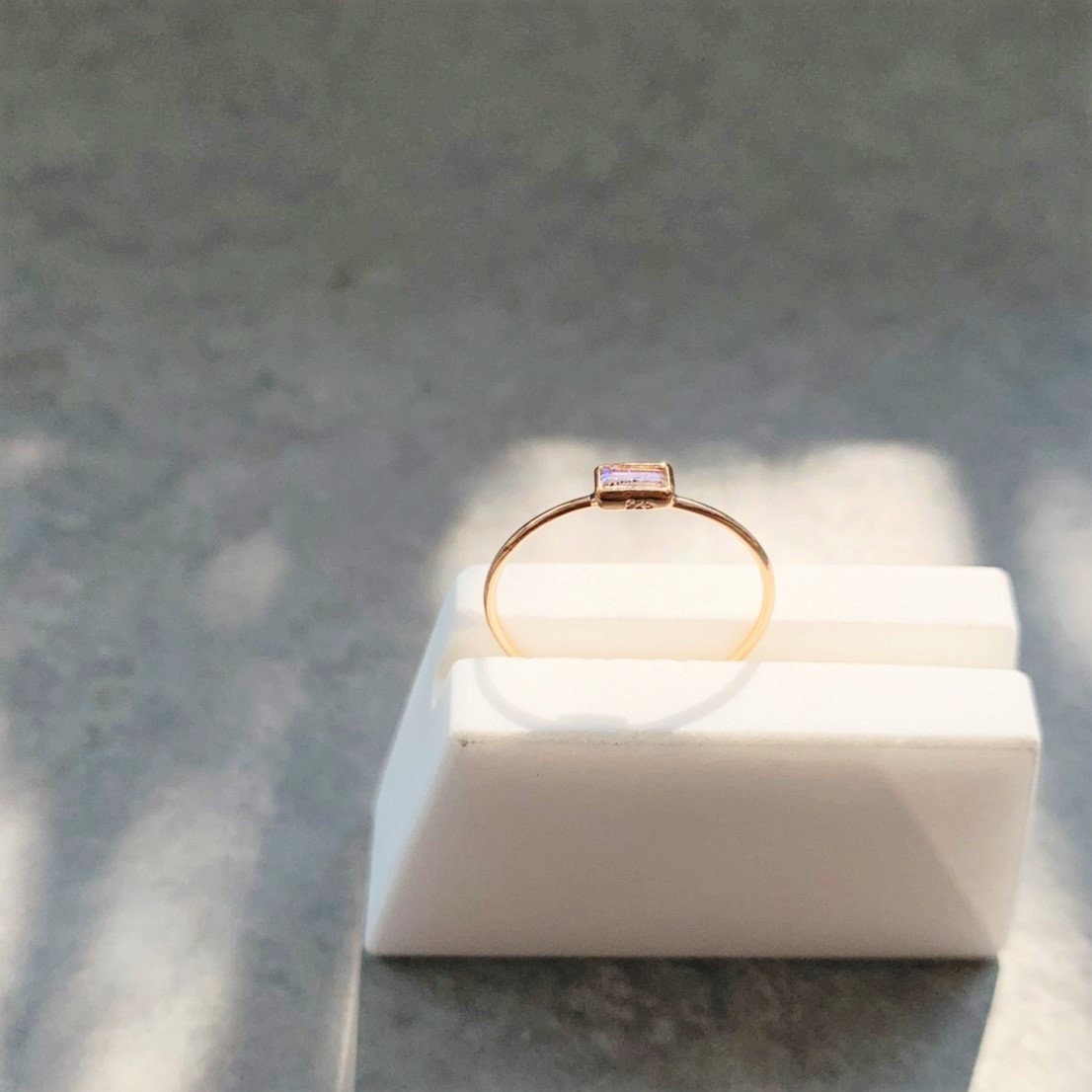 Lego橫細方拉長石戒指