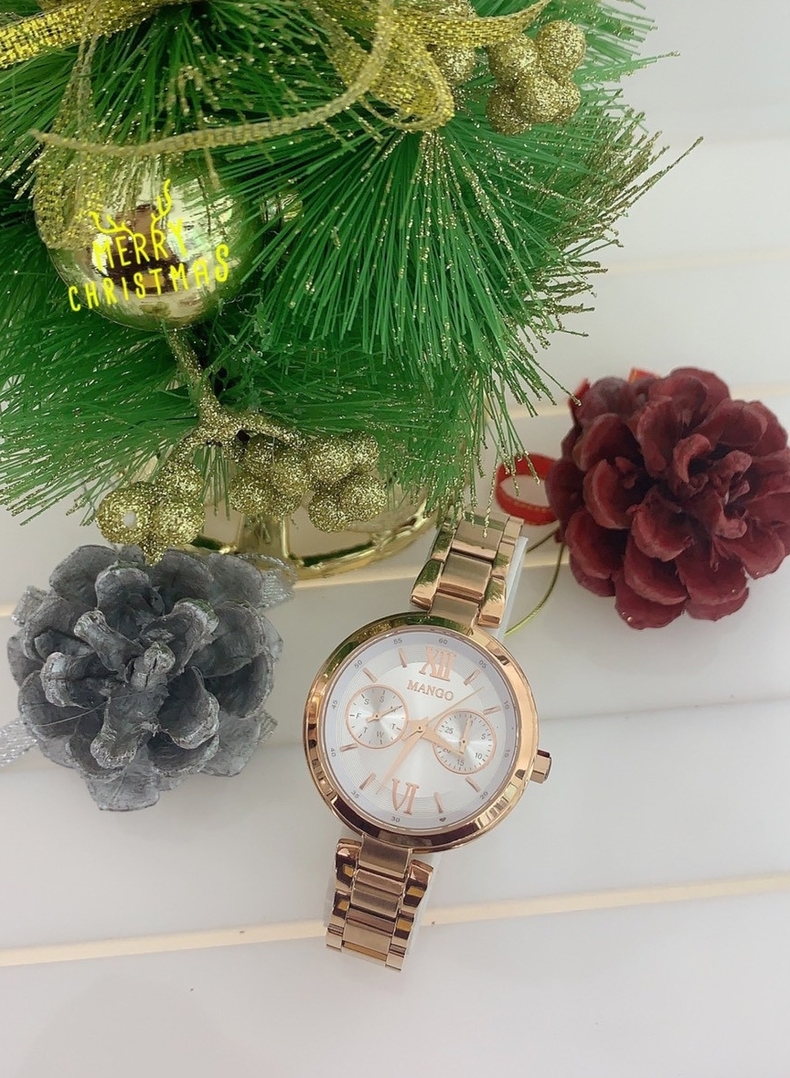【MANGO】浪漫夏日雙眼腕錶-玫瑰金X白 MA6749L-80R 32mm 現代鐘錶