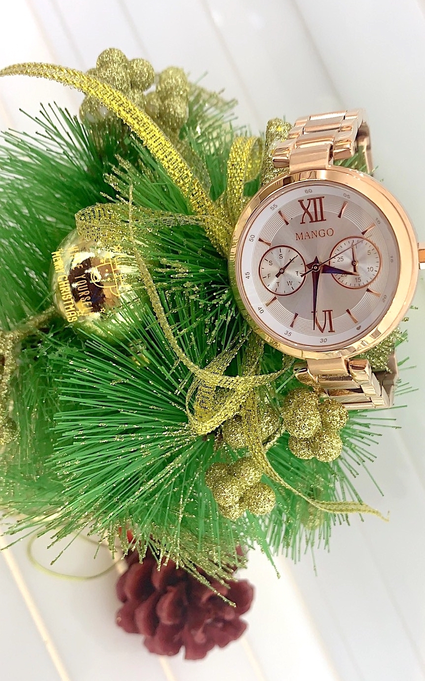 【MANGO】浪漫夏日雙眼腕錶-玫瑰金X白 MA6749L-80R 32mm 現代鐘錶