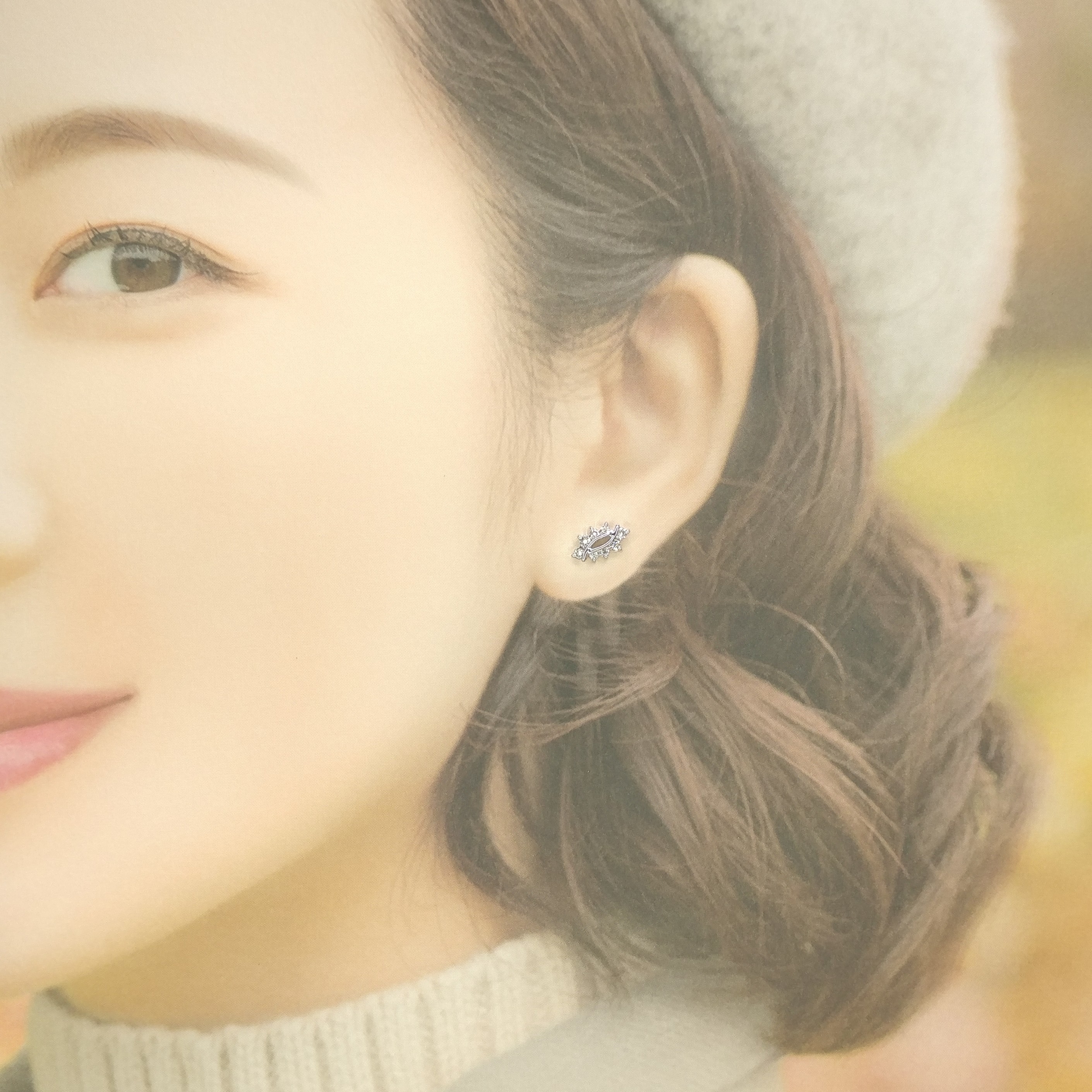 全新18K白金37份鑽石耳環