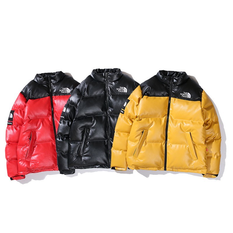-(B6c)-SUPREME X THE NORTH FACE TNF LEATHER NUPTSE JACKET 羽絨外套 黑紅