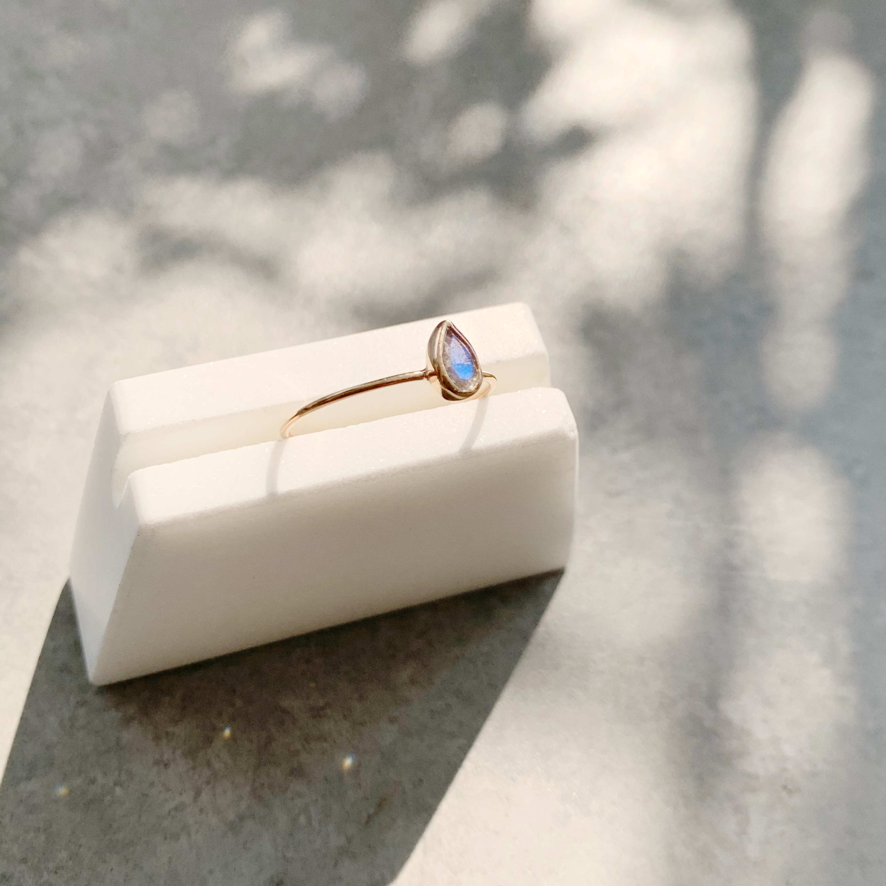 Lego水滴拉長石戒指