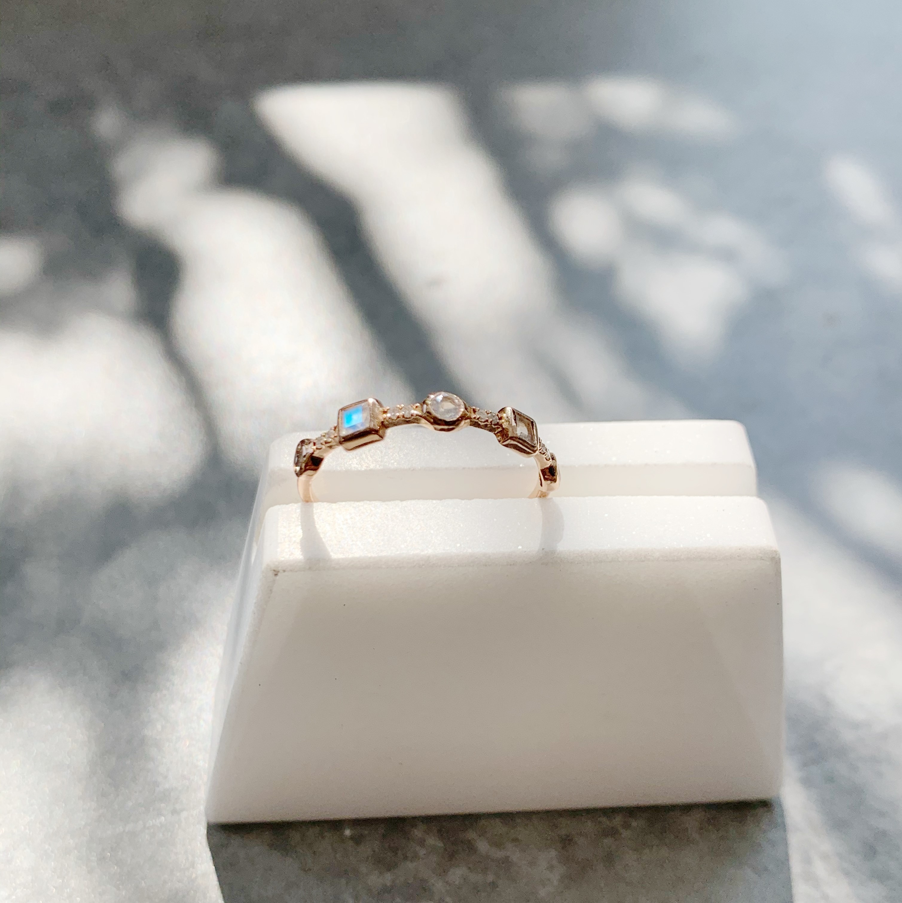 14K Gorgeous方圓月光排鑽戒指