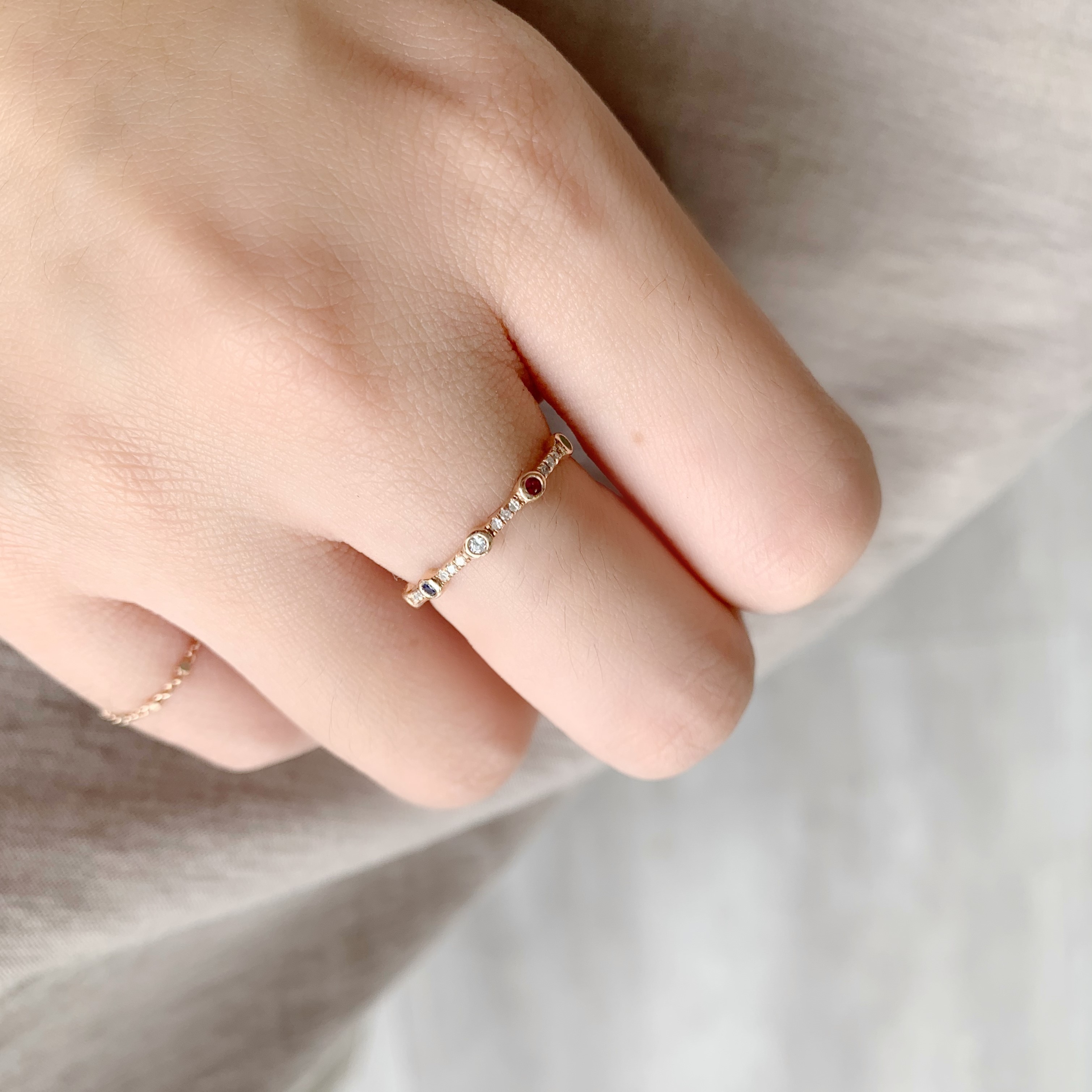 14K Gorgeous彩寶排鑽戒指