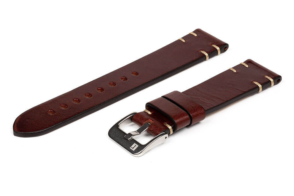 萬年鐘錶 - 手工皮革錶帶 Handmade leather strap  雪城 Siracusa 深棕色  Dark Brown