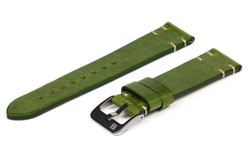 萬年鐘錶 - 手工皮革錶帶 Handmade leather strap  雪城 Siracusa 綠色 Green
