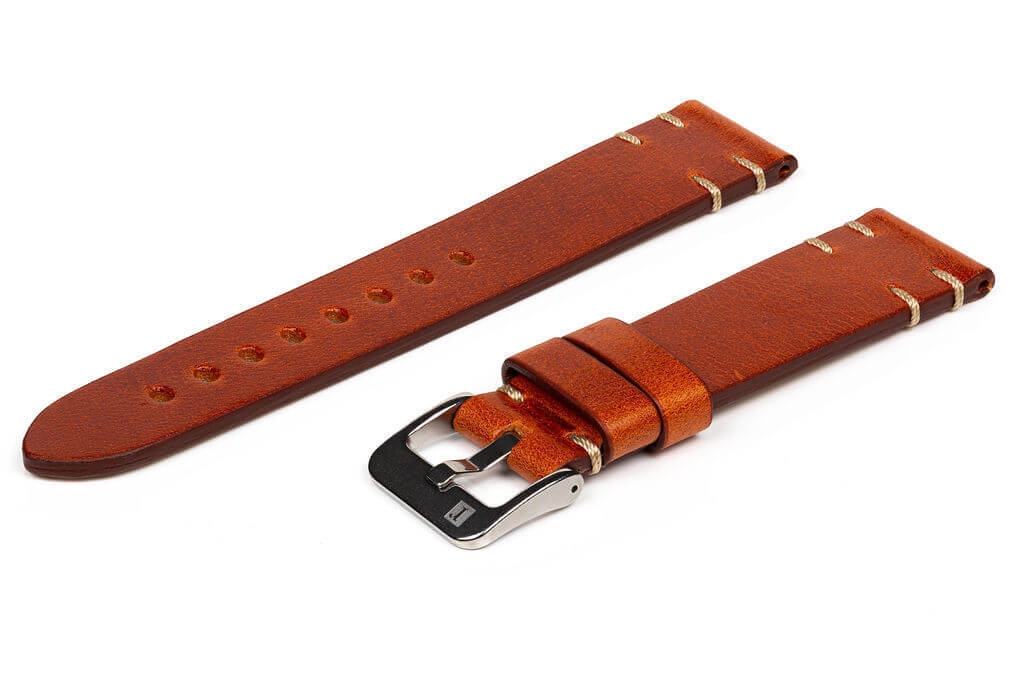 萬年鐘錶 - 手工皮革錶帶 Handmade leather strap  雪城 Siracusa 鐵鏽色 Rust