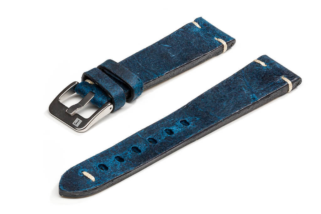 萬年鐘錶 - 手工皮革錶帶 Handmade leather strap  佛羅倫薩 Firenze Collection 藍色  Blue