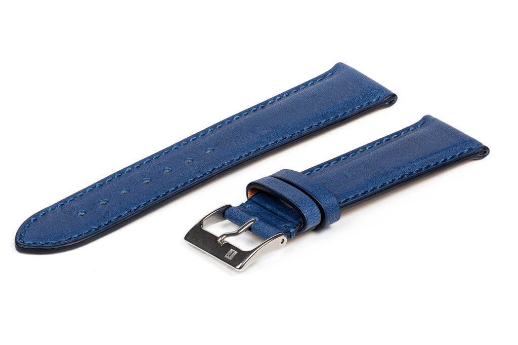 萬年鐘錶 - 手工皮革錶帶 Handmade leather strap  那不勒斯 Napoli 藍色 Blue