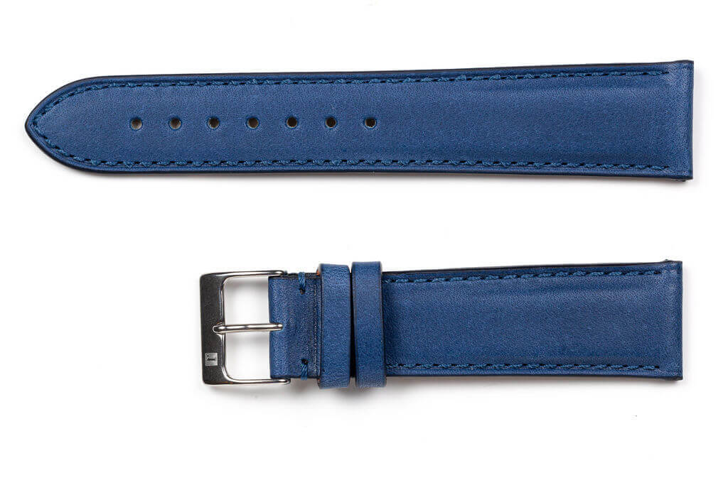 萬年鐘錶 - 手工皮革錶帶 Handmade leather strap  那不勒斯 Napoli 藍色 Blue