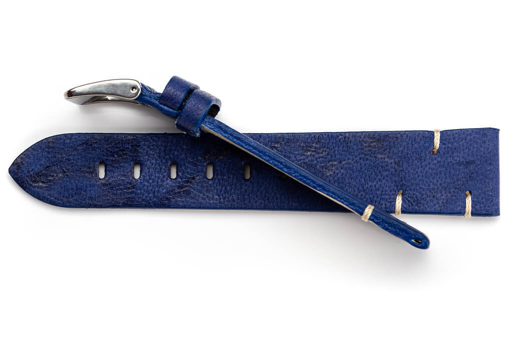 萬年鐘錶 - 手工皮革錶帶 Handmade leather strap  馬泰拉 Matera Collection 藍色 Blue